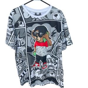 Hustle‎ Shirt Mens 2X XXL Bailey Bear Streetwear AOP Drip Streetwear